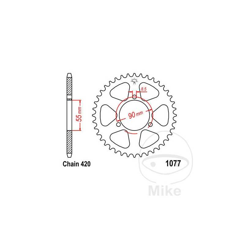 JT SPROCKETS Corona plato transmisión 47T P-420 Ø055 MM Ø090 727.85.34