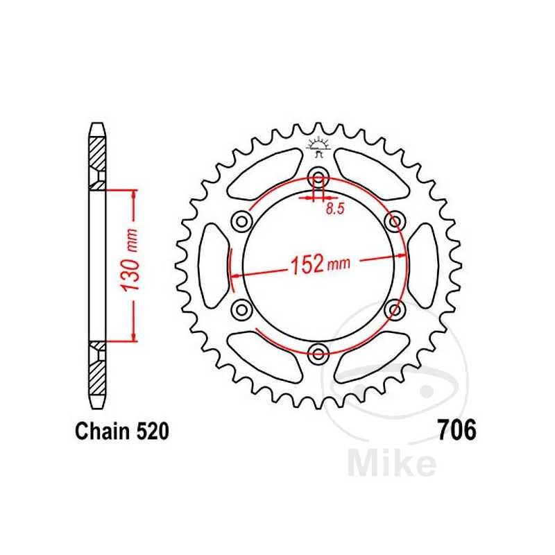 JT SPROCKETS Corona plato transmisión 46T P-520 Ø130 MM Ø152 727.86.17