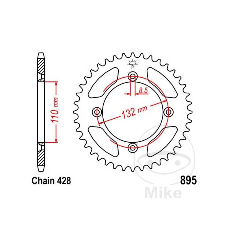 JT SPROCKETS Corona plato transmisión 49T P-428 Ø110 MM Ø132 727.89.97