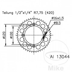 ESJOT Corona plato transmision 51T P-420 Ø100 MM Ø120 758.00.15