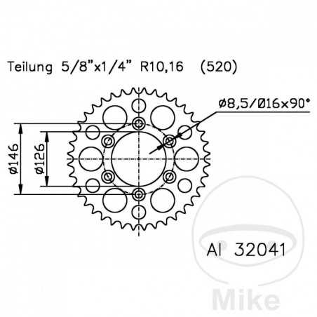 ESJOT Transmission plate crown 40T P-520 Ø126 MM Ø146 758.90.10