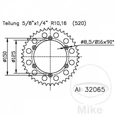 ESJOT Transmission plate crown 54T P-520 Ø125 MM Ø150 758.90.31