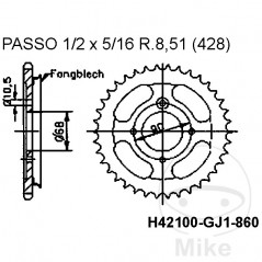 Corona plato transmisión M FANGBL 45T P- 428 Ø068 MM Ø090 727.40.61