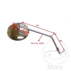 JMP Right rearview mirror for motorcycle 713.88.86