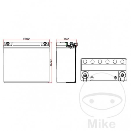 JMT motorcycle battery VTB-6 V-TWIN 707.46.57
