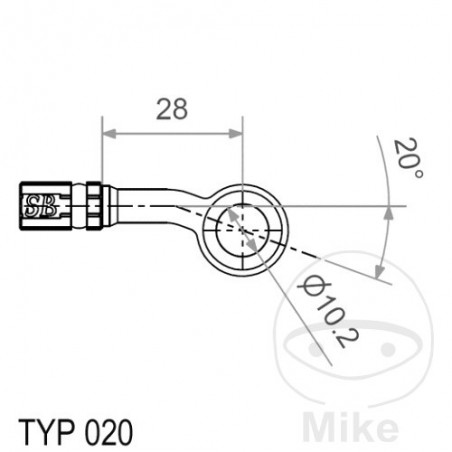 Banjo for brake hose TYP020 10 MM 20S 757.18.62