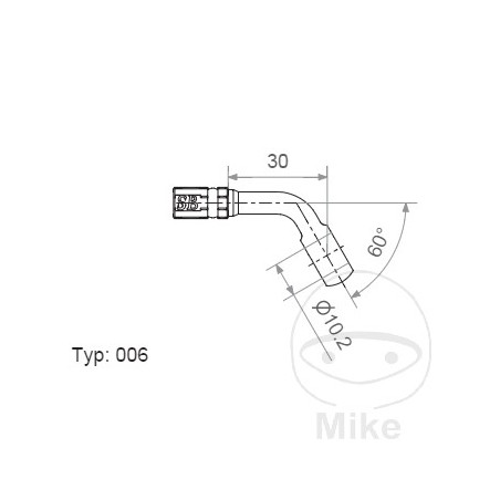 Banjo for brake hose TYP006 10 MM 60 INOX 757.03.98