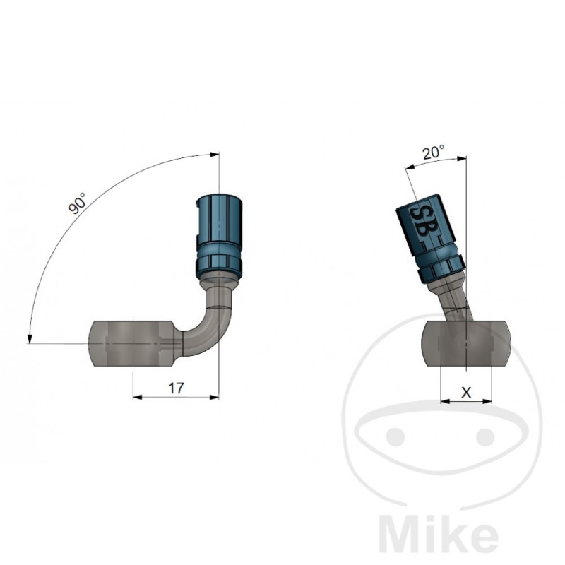 Banjo for brake hose TYP039 10 MM 90+20 SL INOX 757.16.90