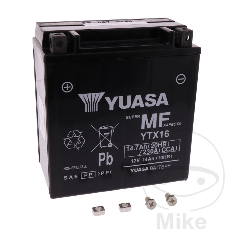 YUASA Factory activated maintenance free battery YTX16 WET 707.01.69
