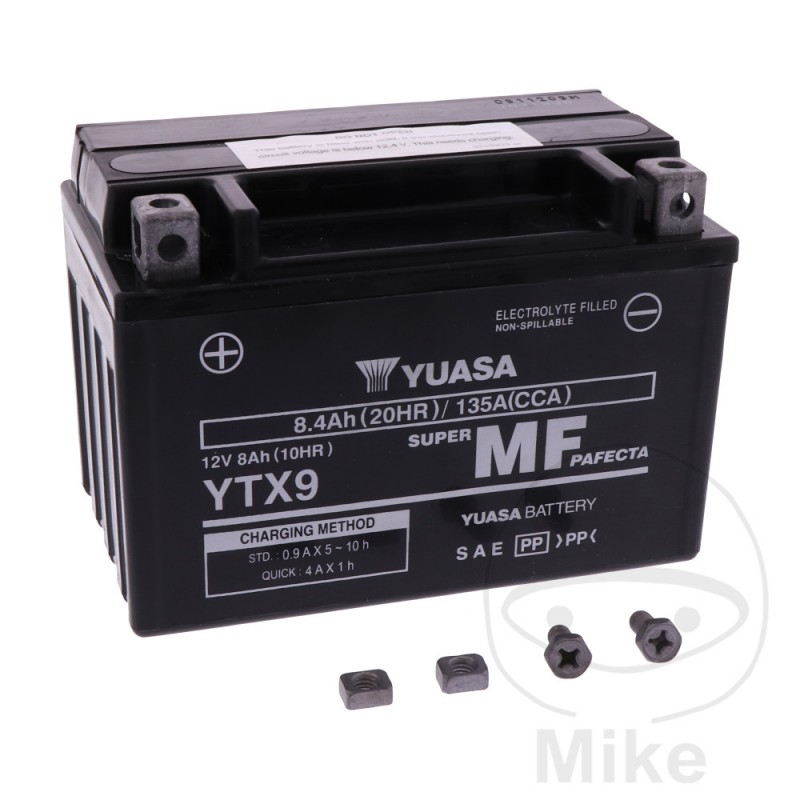 YUASA Batería sin mantenimiento activada de fábrica YTX9 WET 707.01.72