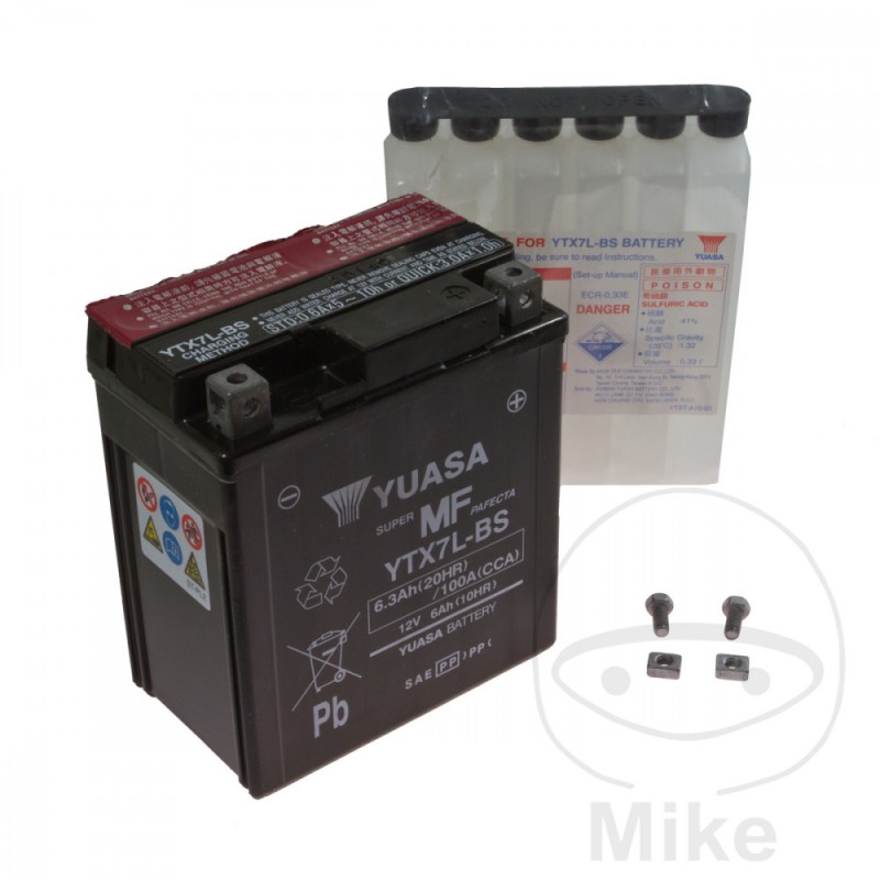 YUASA Maintenance-free battery with electrolyte YTX7L-BS 707.03.78