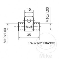Straight 2-way distributor adapter for brake hose TYP811 M10 X 1.00 757.09.48