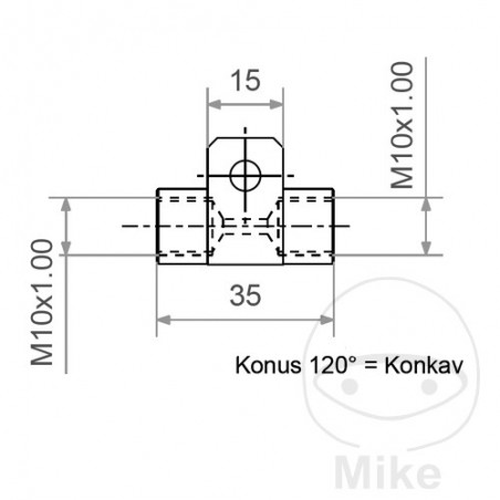 Straight 2-way distributor adapter for brake hose TYP811 M10 X 1.00 757.09.48