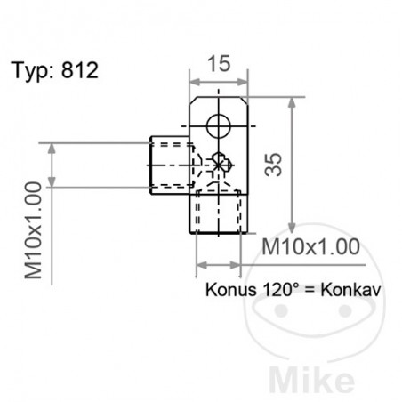 2-way distributor adapter for brake hose WI TYP812 M10 X 1.00 757.09.55