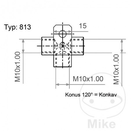 3-way distributor adapter for brake hose TYP813 M10 X 1.00 757.09.63