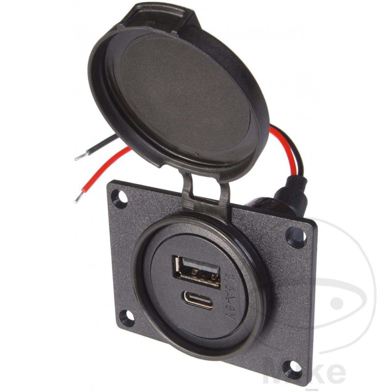 HERTH+BUSS Enchufe USB doble angulado con tapa y base 12V 3600MA C/A 194.07.84