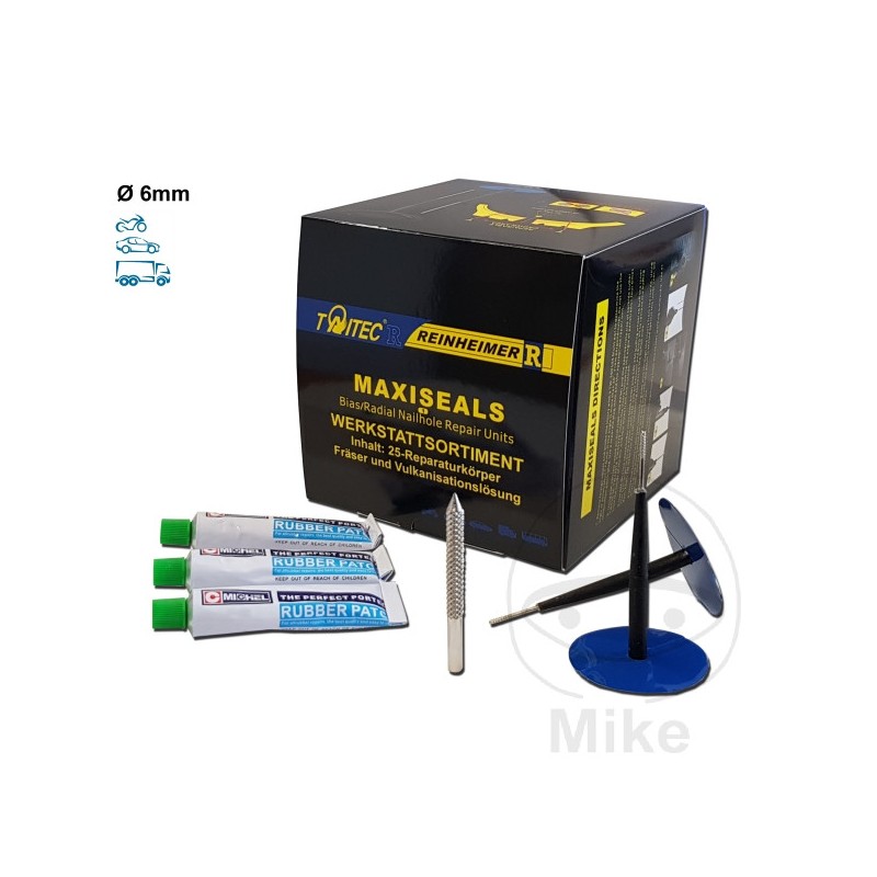 REINHEIMER Kit reparación pinchazos neumáticos tubeless moto MAXI SEAL 6 MM 519.02.41