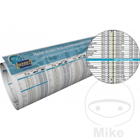 HAZET Tire pressure gauge includes poster 0-10 BAR 677.03.86