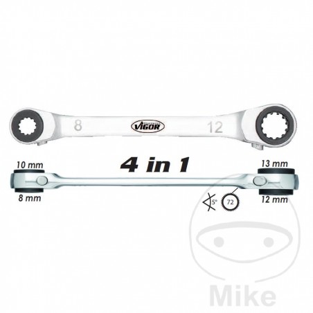 VIGOR Llave de carraca doble 4 en 1 8 10 12 13 MM 604.00.47