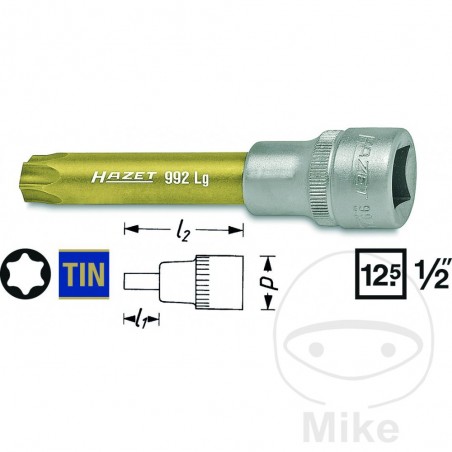 HAZET Punta de destornillador torx 1/2 T60 83 MM 605.28.72
