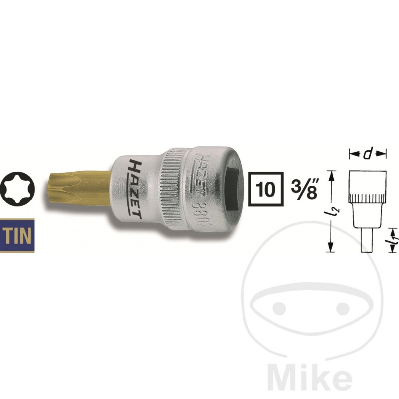 HAZET Vaso de punta Torx 3/8 T50 43.5 MM 608.35.70
