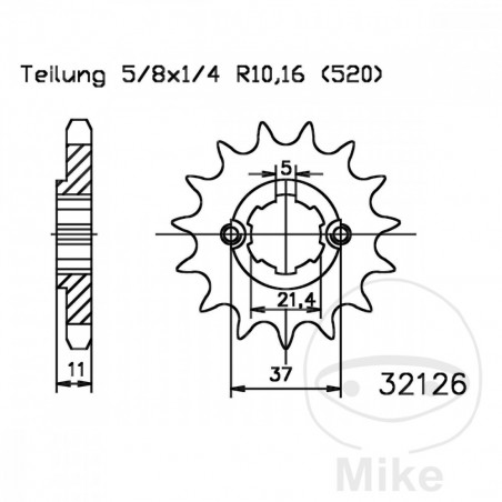 ESJOT coarse gear transmission pinion 17T P-520 6 Ø21.4/25MM 726.02.38