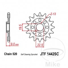 JT SPROCKETS Piñón transmisión racing engranaje fino 14T P-520 Ø19.5/22.5MM 726.00.19