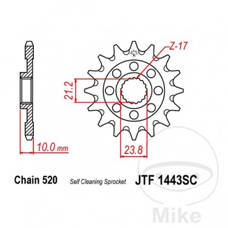 JT SPROCKETS Piñón transmisión racing engranaje fino 14T P-520 Ø21.2/23.8MM 726.00.21