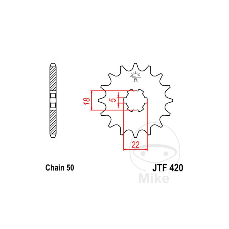 JT SPROCKETS Piñón transmisión engranaje grueso 15T 530 5 Ø18/22 726.00.35