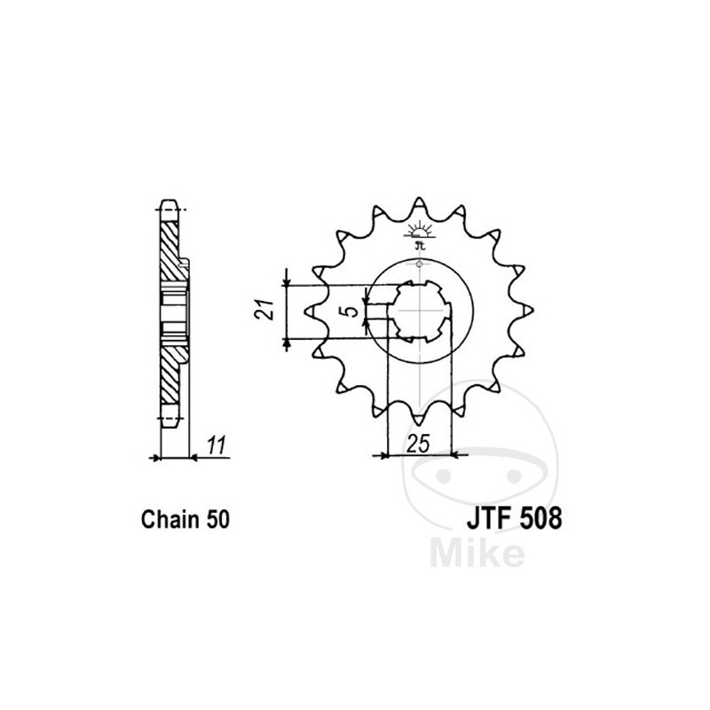 JT SPROCKETS coarse gear transmission pinion 14T P-530 6 Ø21/25MM 726.05.06
