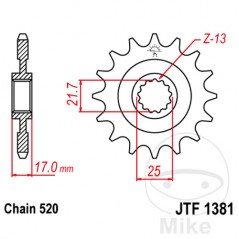 JT SPROCKETS coarse gear transmission pinion 15T 520 ALTN: 7260353 726.00.44