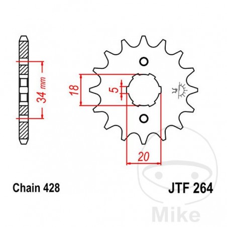 JT SPROCKETS Piñón transmisión engranaje grueso 15T P-428 5 Ø18/20MM 726.15.97