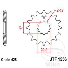JT SPROCKETS Fine gear transmission pinion 13T 428 Ø17/20.2 726.00.74