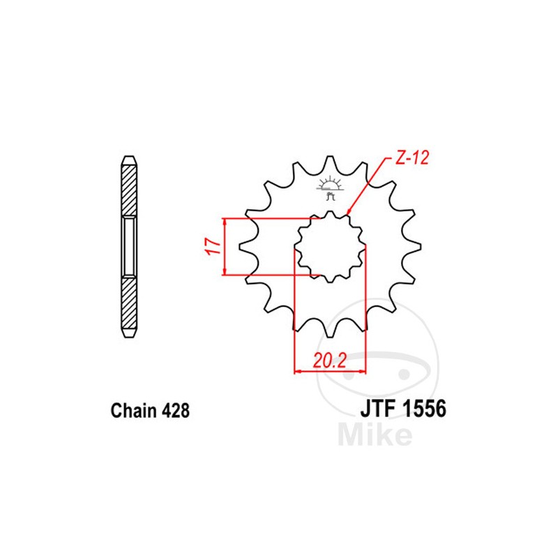 JT SPROCKETS Fine gear transmission pinion 13T 428 Ø17/20.2 726.00.74