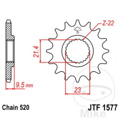 JT SPROCKETS Piñón transmisión engranaje fino 15T 520 Ø21.4/23 726.00.75