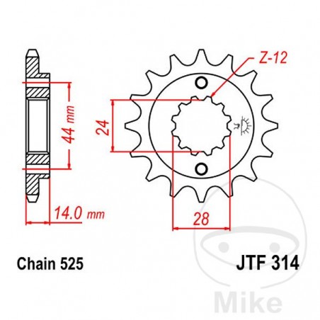 JT SPROCKETS Fine gear transmission pinion 15T P-525 Ø24/28.7MM 726.46.41