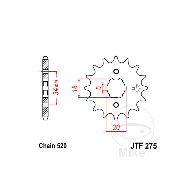 JT SPROCKETS coarse gear transmission pinion 15T 520 6 Ø18/20 726.00.89