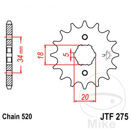 JT SPROCKETS coarse gear transmission pinion 15T 520 6 Ø18/20 726.00.89