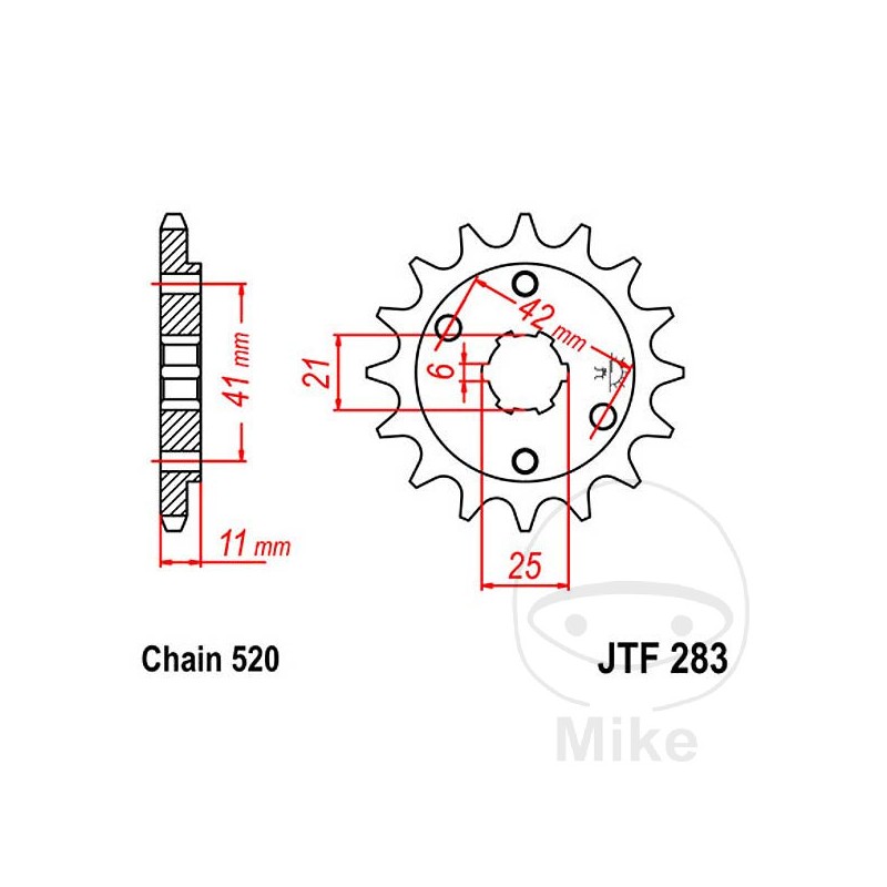 JT SPROCKETS Piñón transmisión engranaje grueso 15T P-520 6 Ø21/25MM 726.00.30