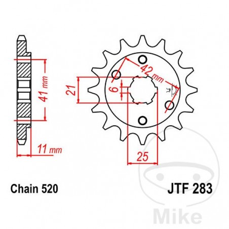 JT SPROCKETS coarse gear transmission pinion 15T P-520 6 Ø21/25MM 726.00.30