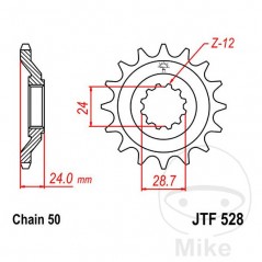 JT SPROCKETS Fine gear transmission pinion 17T 530 Ø24/28.5 726.01.10