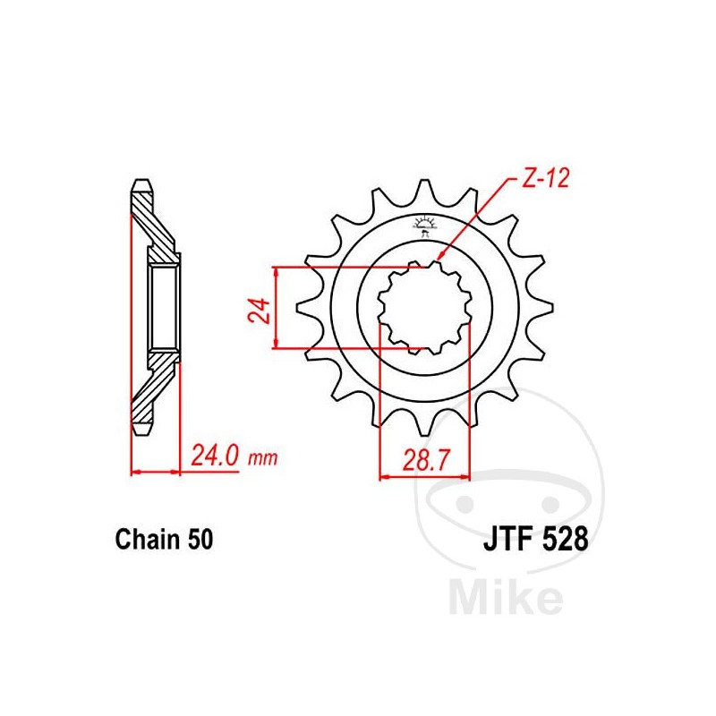 JT SPROCKETS Piñón transmisión engranaje fino 17T 530 Ø24/28.5 726.01.10