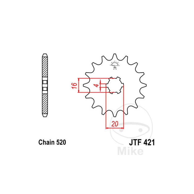 JT SPROCKETS Piñón transmisión engranaje grueso 11T 520 6 Ø16/20 726.01.20