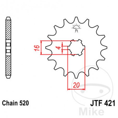 JT SPROCKETS Piñón transmisión engranaje grueso 11T 520 6 Ø16/20 726.01.20