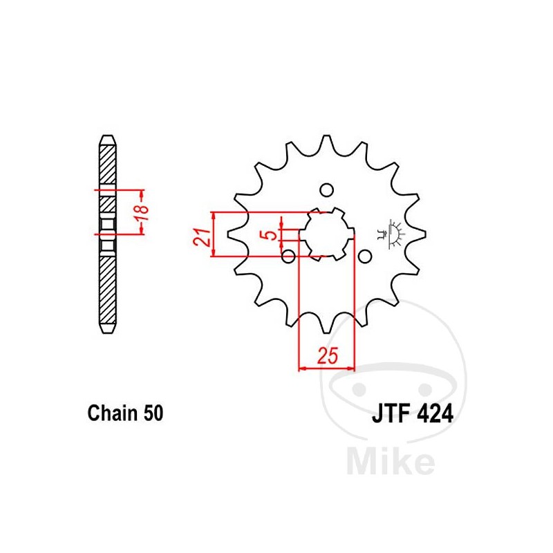 JT SPROCKETS Piñón transmisión engranaje grueso 15T P-530 5 Ø21/25MM 726.23.71