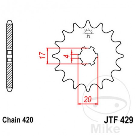 JT SPROCKETS Piñón transmisión engranaje grueso 13T 420 6 Ø17/20 726.05.01