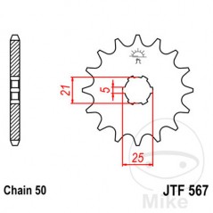 JT SPROCKETS coarse gear transmission pinion 17T P-530 6 Ø21/25MM 726.01.55