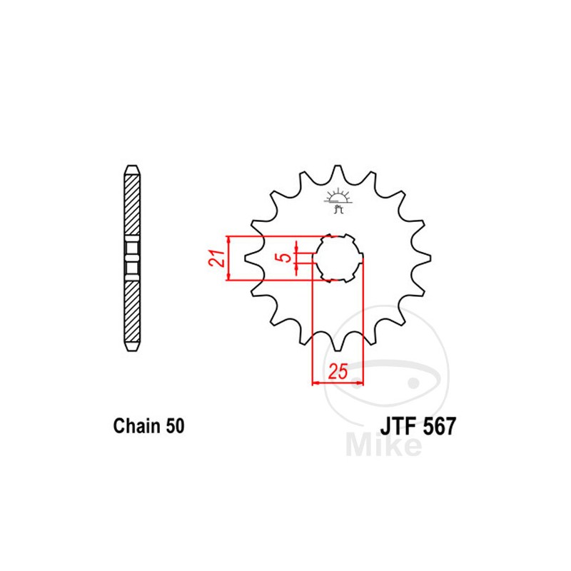 JT SPROCKETS Piñón transmisión engranaje grueso 17T P-530 6 Ø21/25MM 726.01.55