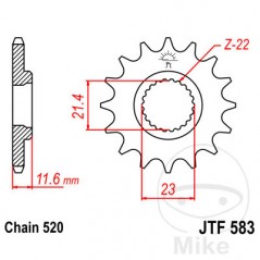 JT SPROCKETS Fine gear transmission pinion 15T 520 Ø21.4/23 726.02.22