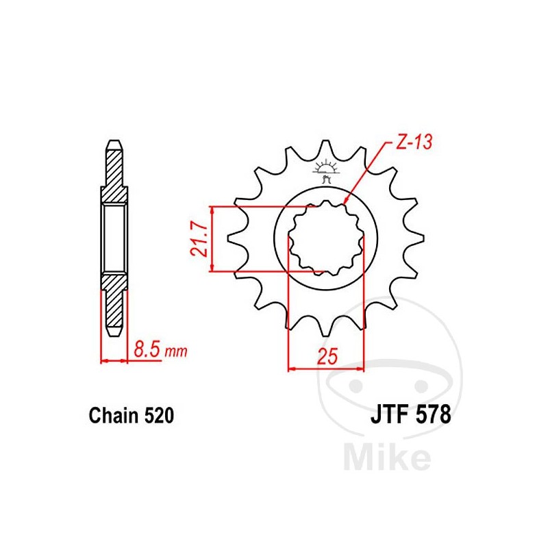 JT SPROCKETS Fine gear transmission pinion 15T P-520 Ø21.6/25MM 726.45.34